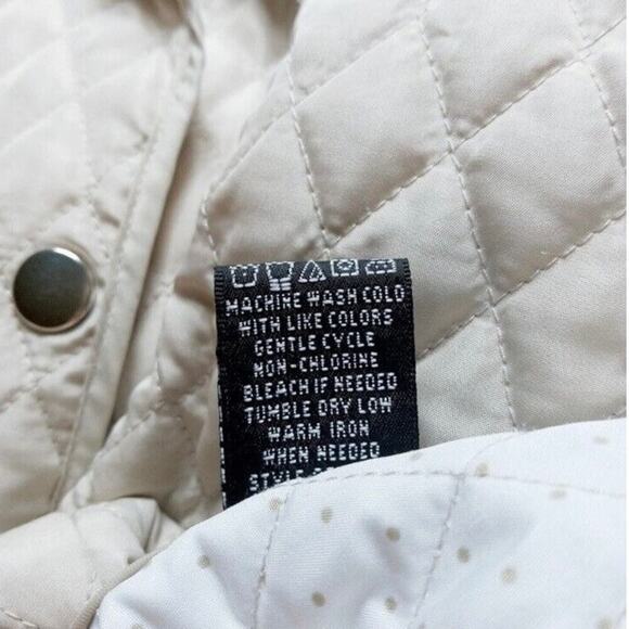 Briggs Size 10 Quilted Women's Cream Beige Thin Snap Front Jacket Tan New York - Picture 7 of 8